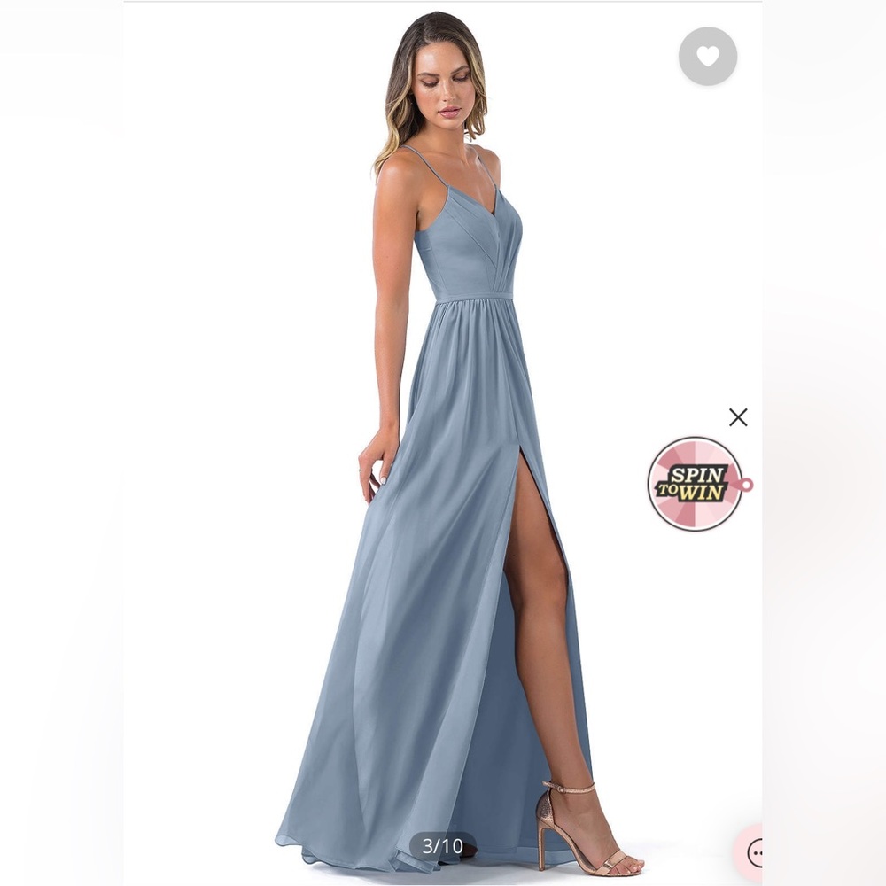 Azazie Cora Chiffon Bridesmaid Dress Size A4 in Dusty Blue